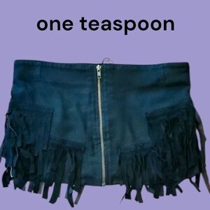 Revolve One Teaspoon Black Suede Fringe Mini Skirt. Size Small.